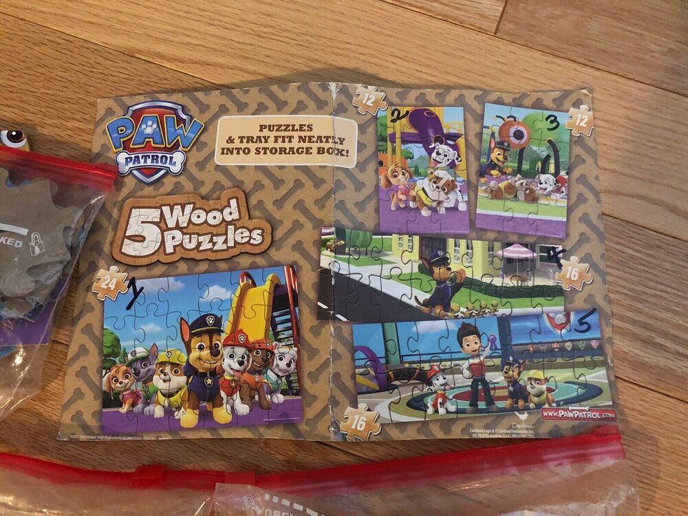 Paw Patrol 5 Wood Puzzles Pre-Owned Made‎ in USA